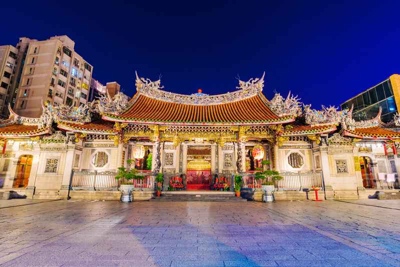 Longshan Temple in Taipei Taiwan at night